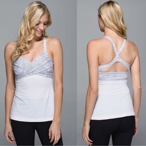 Lululemon Wrap It Up Tank‎ Dotty Dash White grey size 10